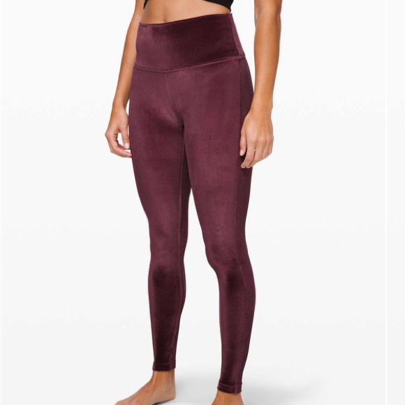 NWOT Lululemon Dark Pink Wunder Lounge High Rise Velvet Leggings | Size 12, 28” - Picture 1 of 8